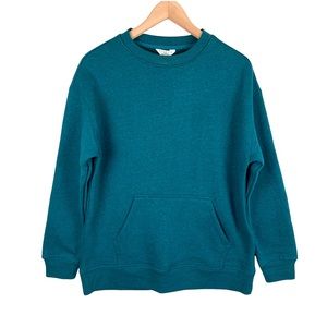Danskin Teal Oversized Crewneck Pullover Kangaroo Pocket Sweatshirt Size Small